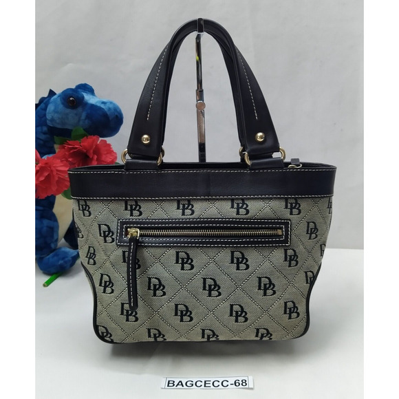 Dooney & Bourke Black Canvas Leather Trim Double Handle Mini Tote Shoulder Bag - Picture 2 of 16